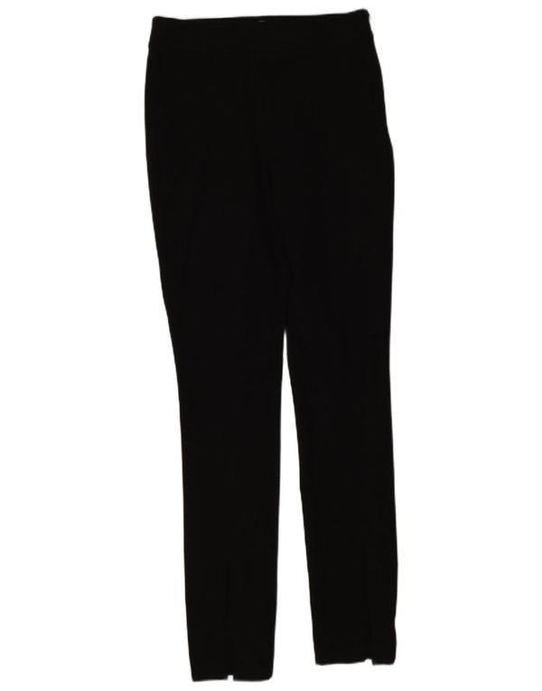 Calças casuais finas femininas Reiss UK 10 pequenas W28 L30 poliéster preto