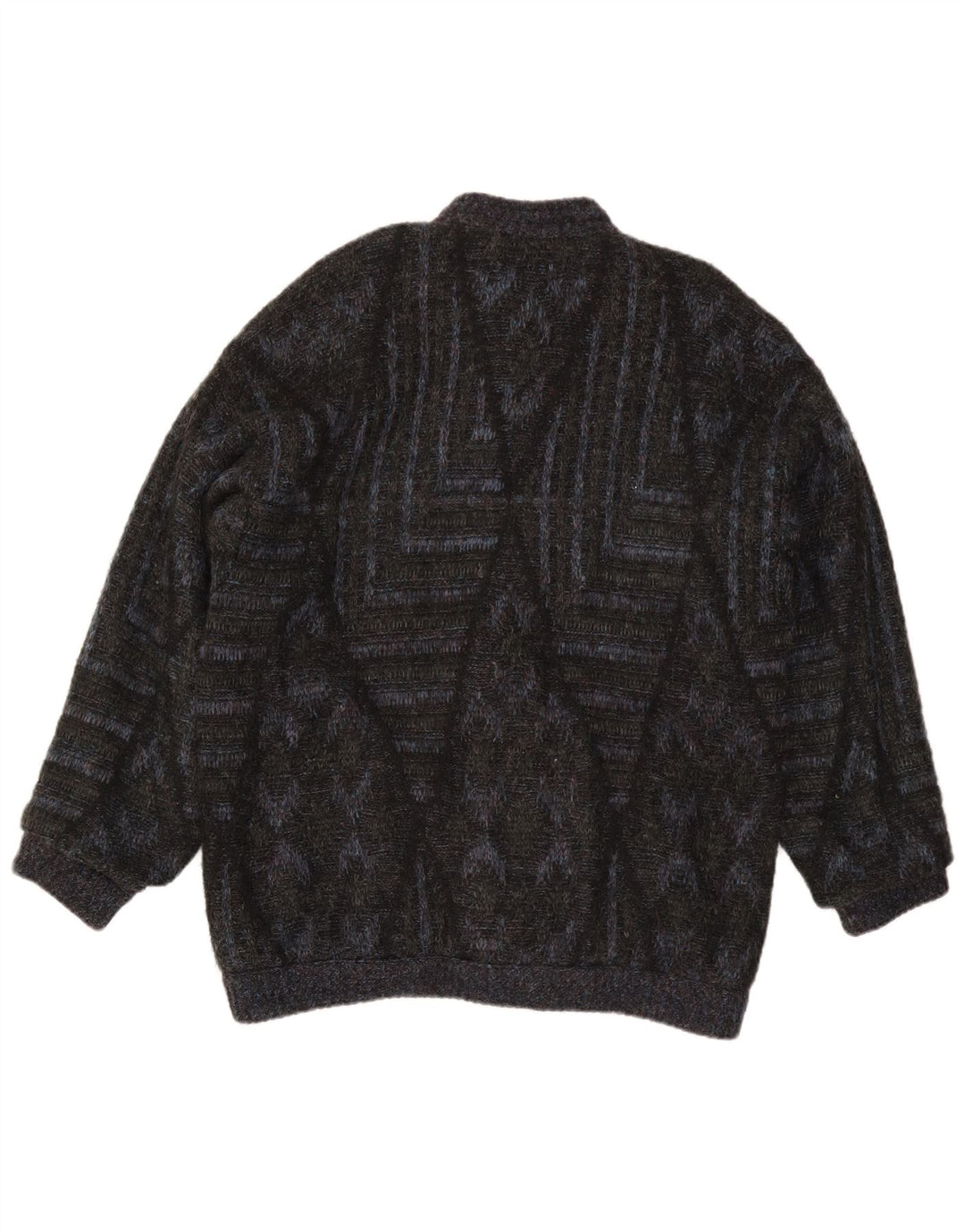Suéter cardigã masculino vintage grande preto geométrico