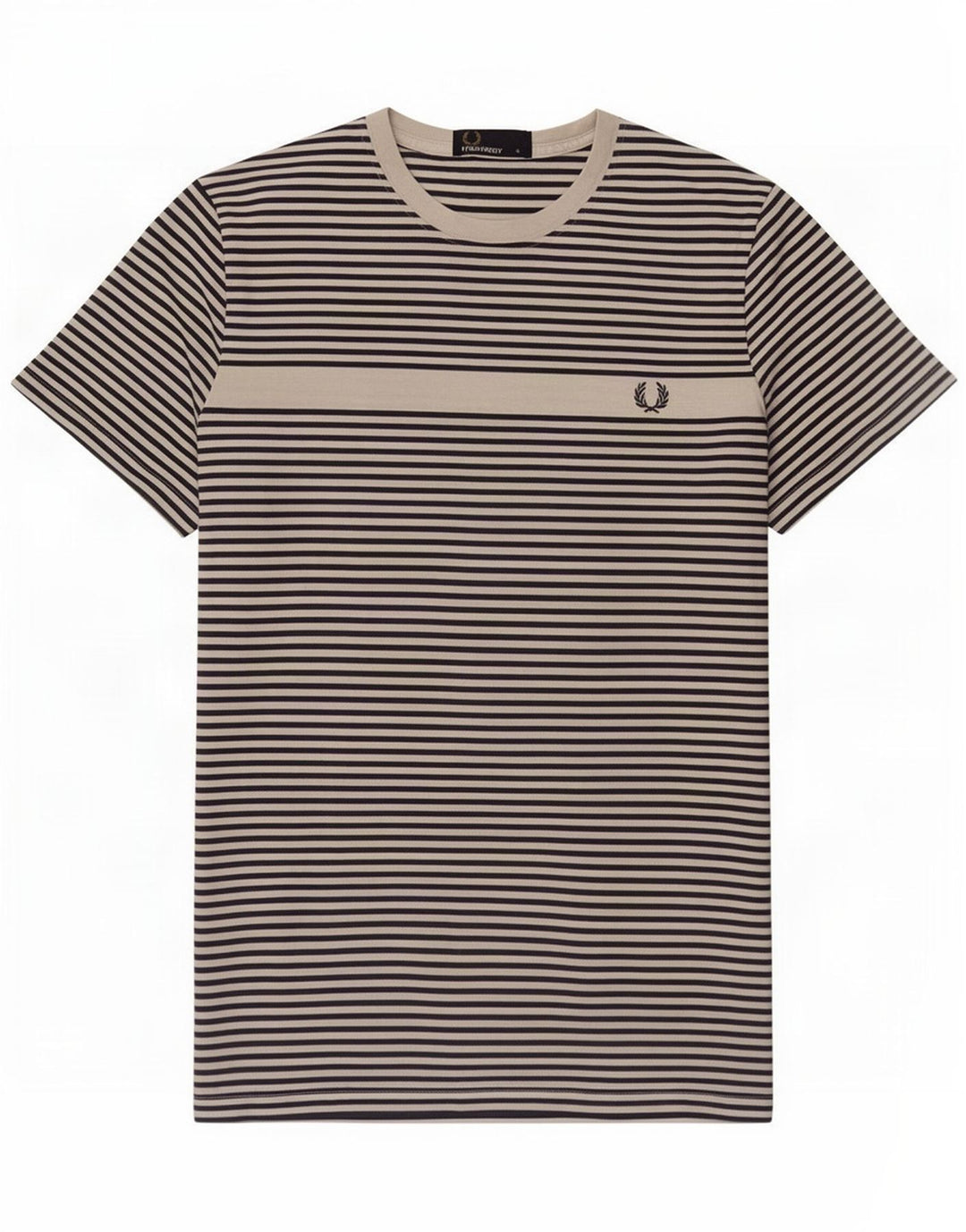 Camiseta masculina Fred Perry de algodão listrado branco pequeno