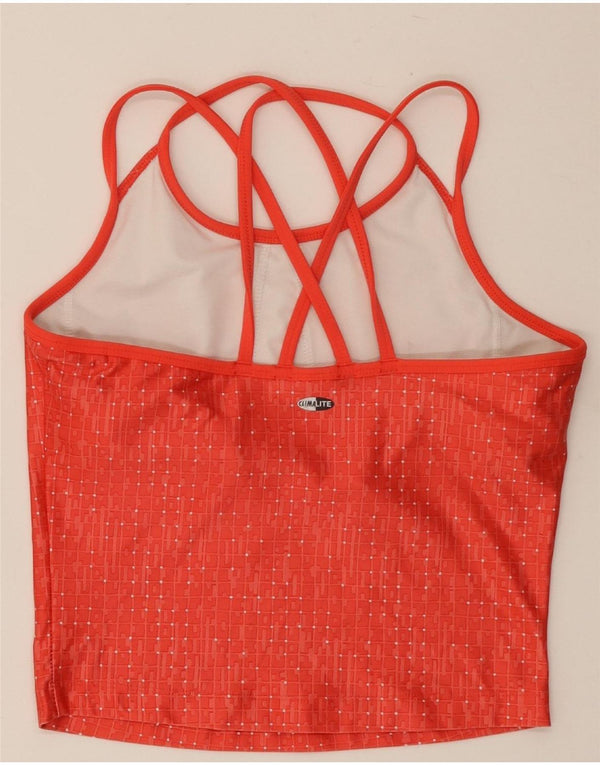 Adidas Womens Crop Vest Top UK 8 Small Red Check