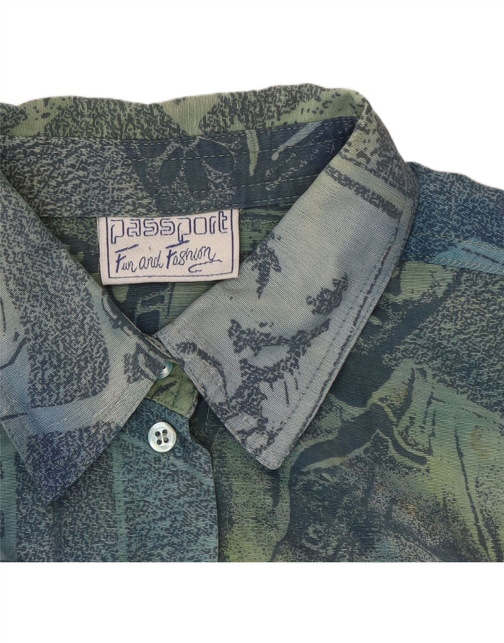 Camisa masculina de manga curta passaporte pequena viscose geométrica azul