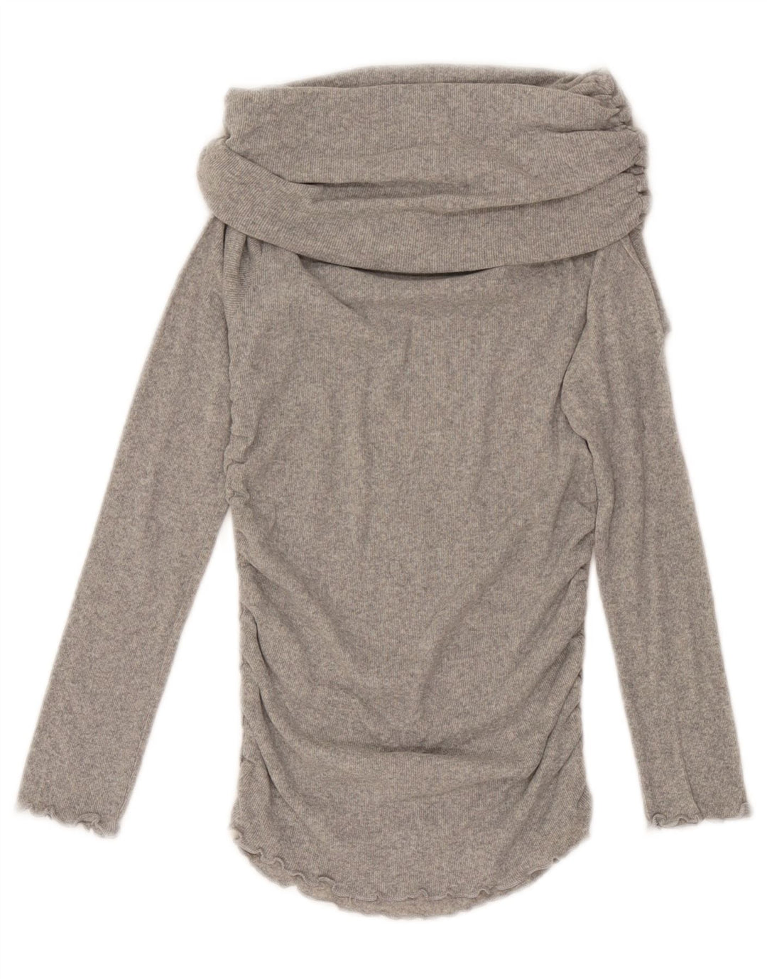 Zara Top feminino com gola redonda e manga comprida Reino Unido 12 cinza médio manchado
