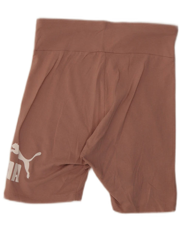 Shorts esportivos gráficos femininos PUMA UK 12 algodão rosa médio