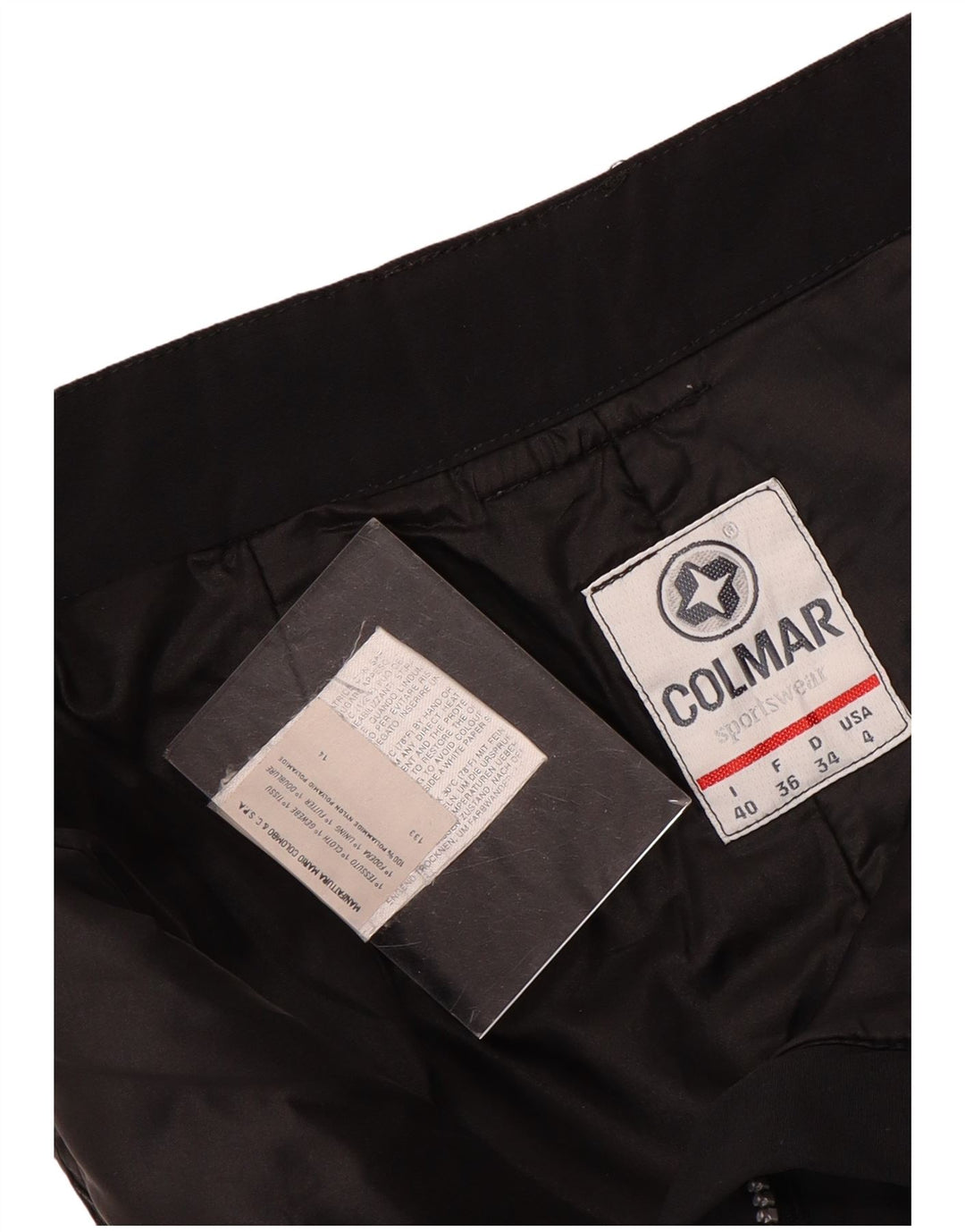 Calça corta-vento feminina Colmar Cargo IT 40 pequena W24 L29 nylon preto
