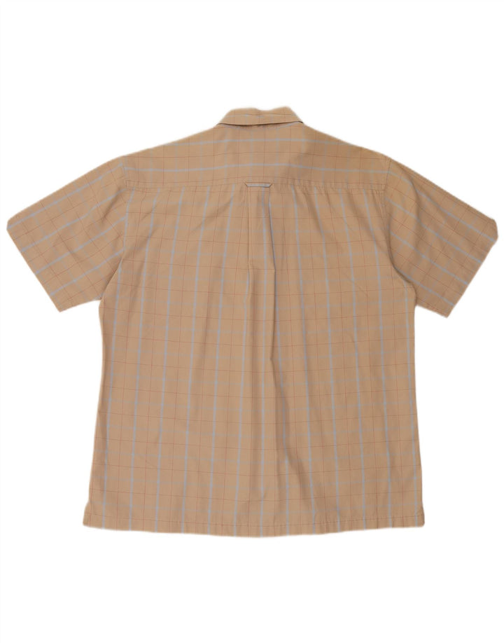 Ben Sherman Camisa masculina de manga curta grande xadrez bege