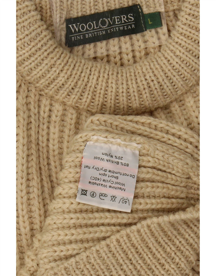 Suéter feminino WoolOvers com gola redonda Reino Unido 16 grande lã bege
