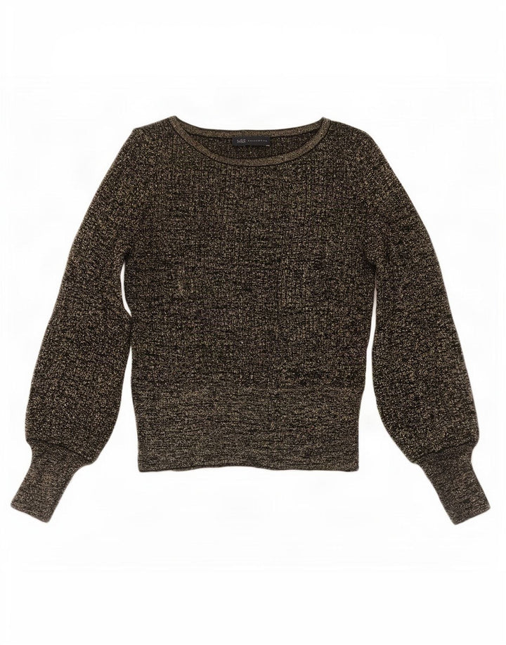 Suéter feminino Marks & Spencer com gola canoa e viscose preta média Reino Unido 12