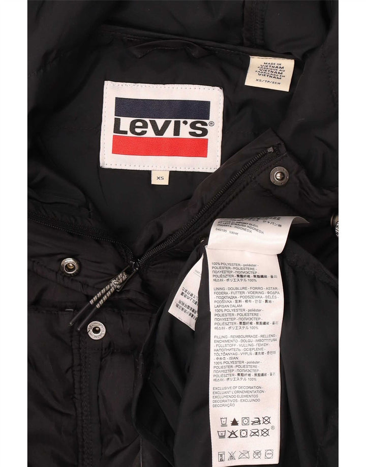 Jaqueta acolchoada com capuz feminina Levi's UK 6 XS poliéster preto