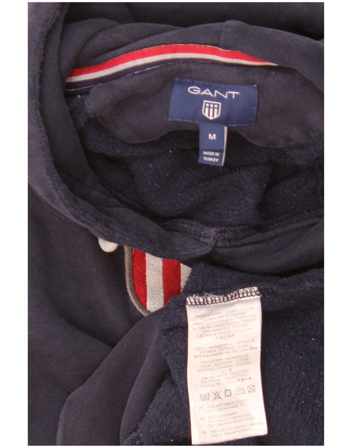 Suéter com capuz gráfico masculino Gant médio algodão azul marinho
