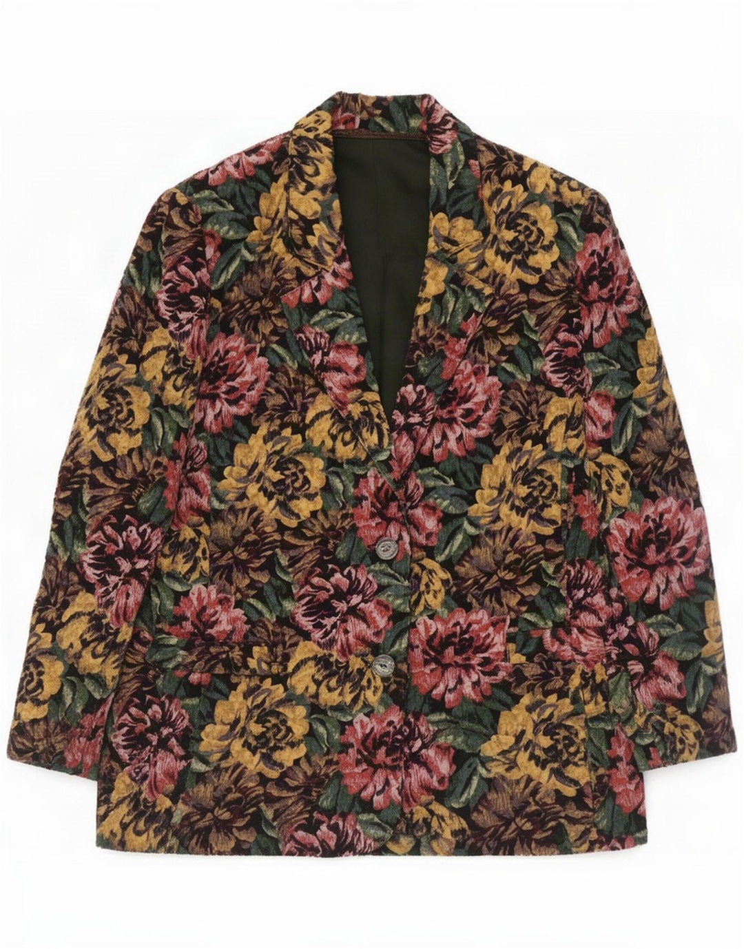 Jaqueta blazer feminina vintage de 2 botões Reino Unido 12 Floral multicolorido médio