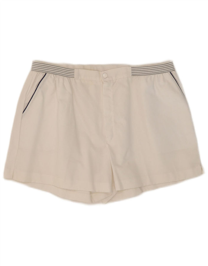 Shorts casuais masculinos vintage W32 algodão listrado branco médio