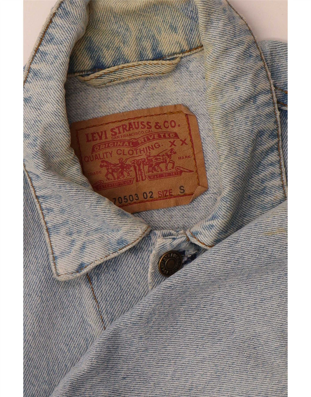 Jaqueta jeans masculina Levi's UK 36 pequeno algodão azul