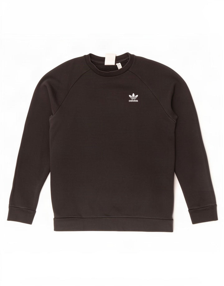 Adidas Mens Moletom Jumper Pequeno Algodão Preto