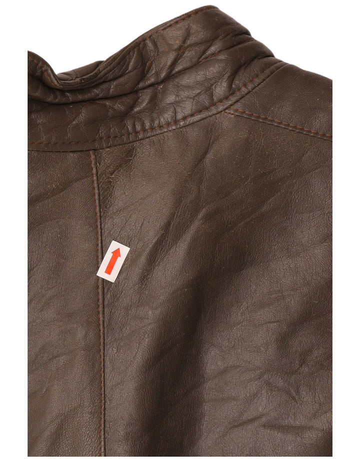 Jaqueta de couro militar masculina vintage IT 56 3XL couro cinza