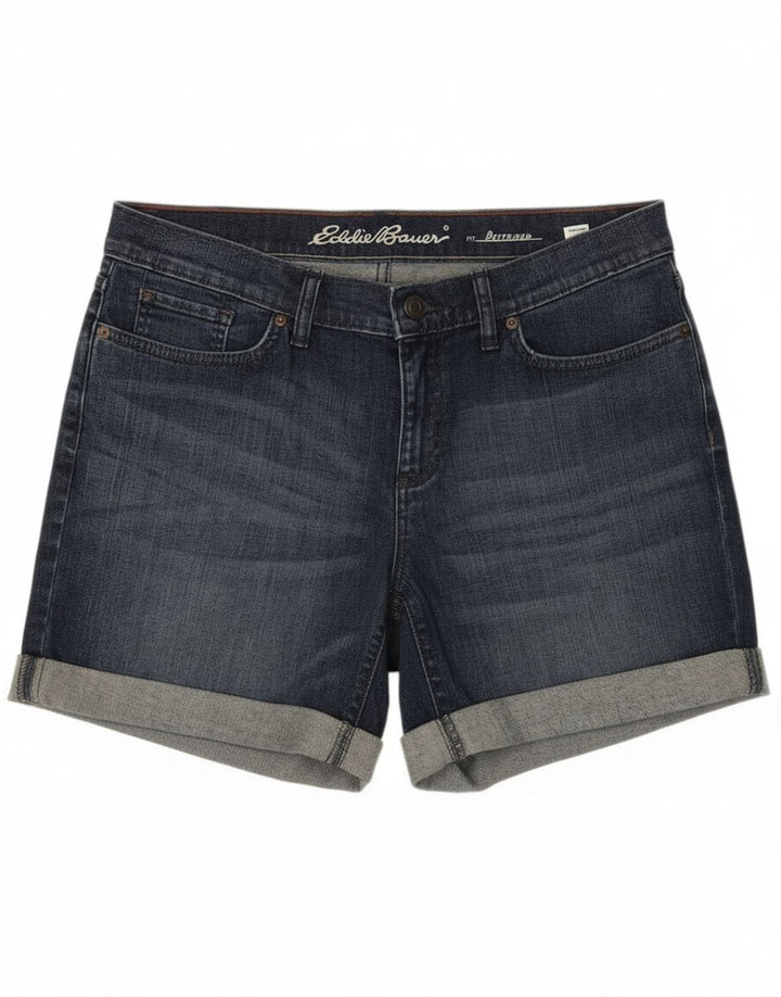 Shorts jeans feminino Eddie Bauer Boyfriend EUA 8 médio W34 algodão azul marinho