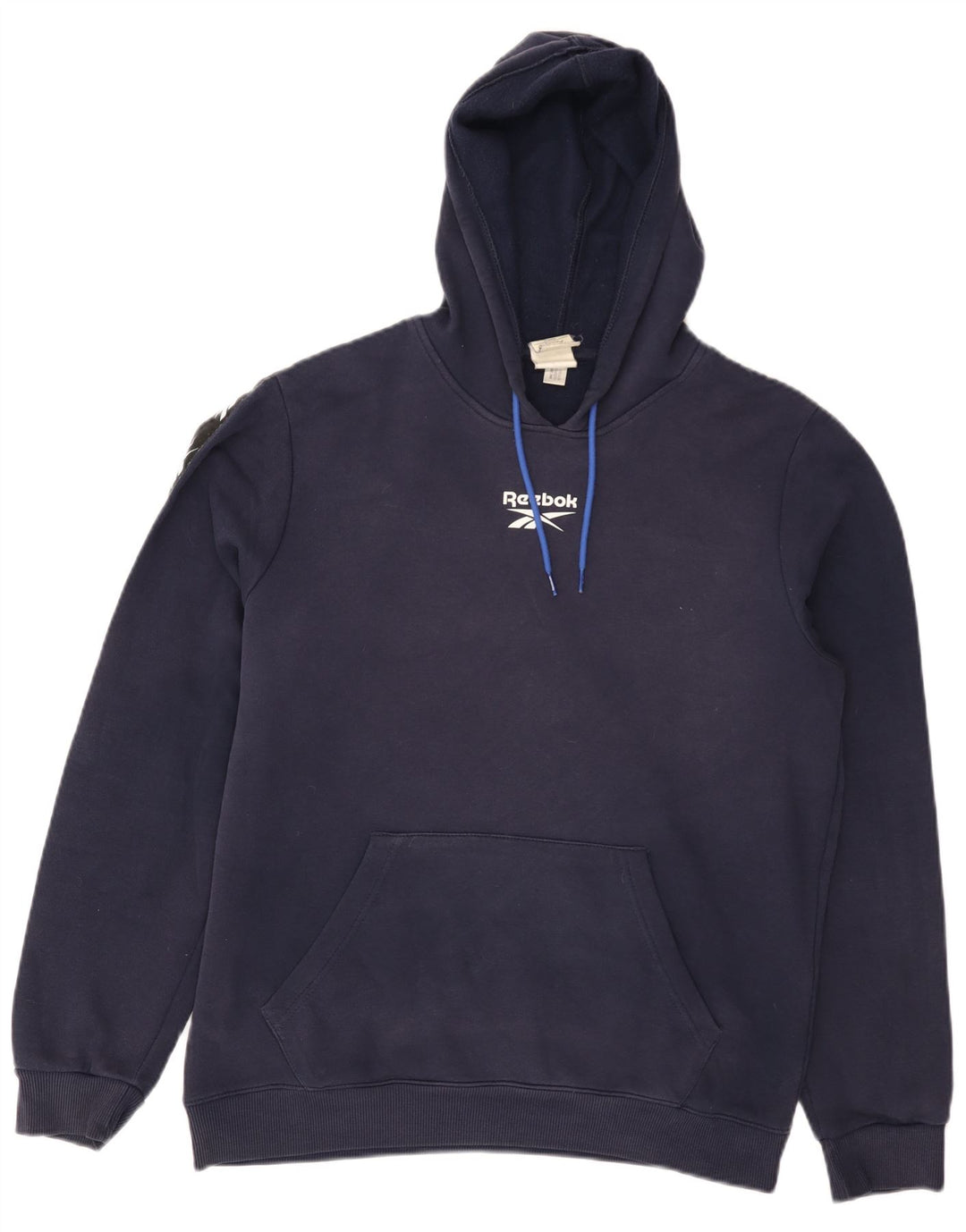 Reebok Mens Graphic Hoodie Jumper Médio Azul Marinho Algodão