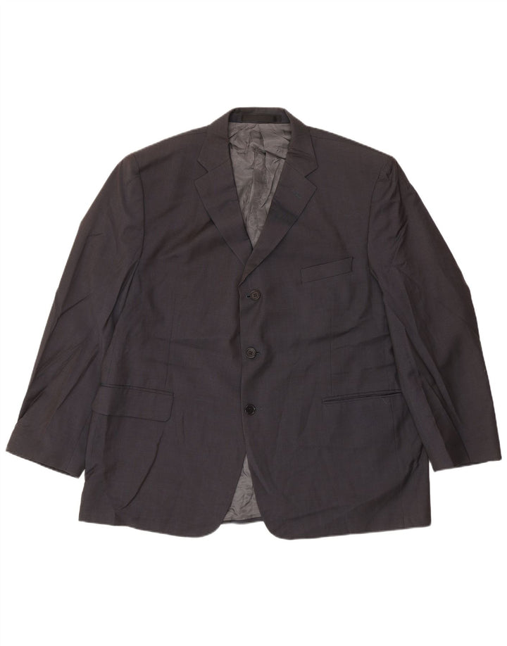 Jaqueta blazer masculina de 3 botões Marks & Spencer Reino Unido 46 3XL lã azul marinho