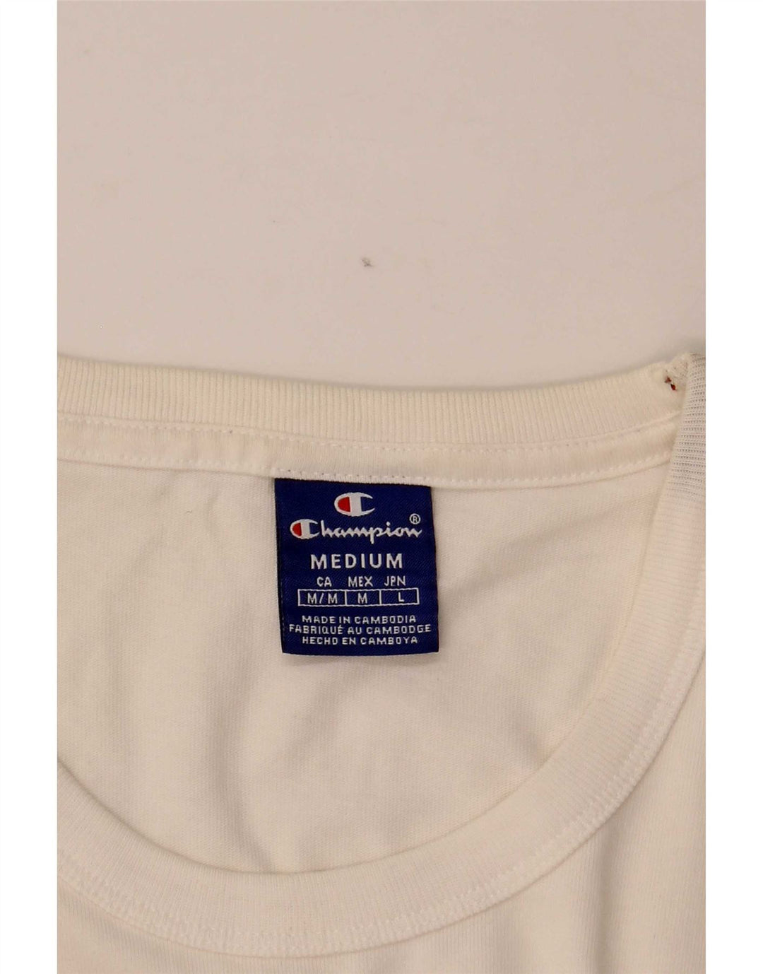 Camiseta gráfica masculina Champion Top médio branco colorblock