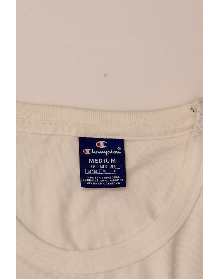 Camiseta gráfica masculina Champion Top médio branco colorblock