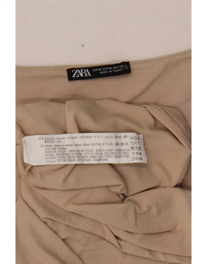 Zara Womens Vest Top UK 12 Médio Bege Poliamida