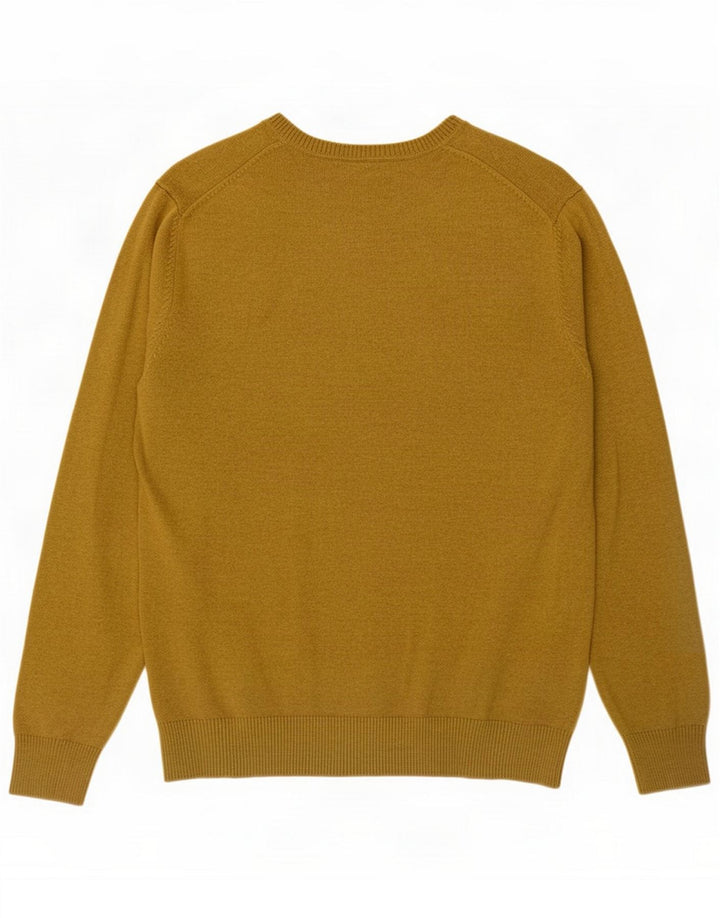 Massimo Dutti Suéter masculino com decote em V Algodão cáqui médio