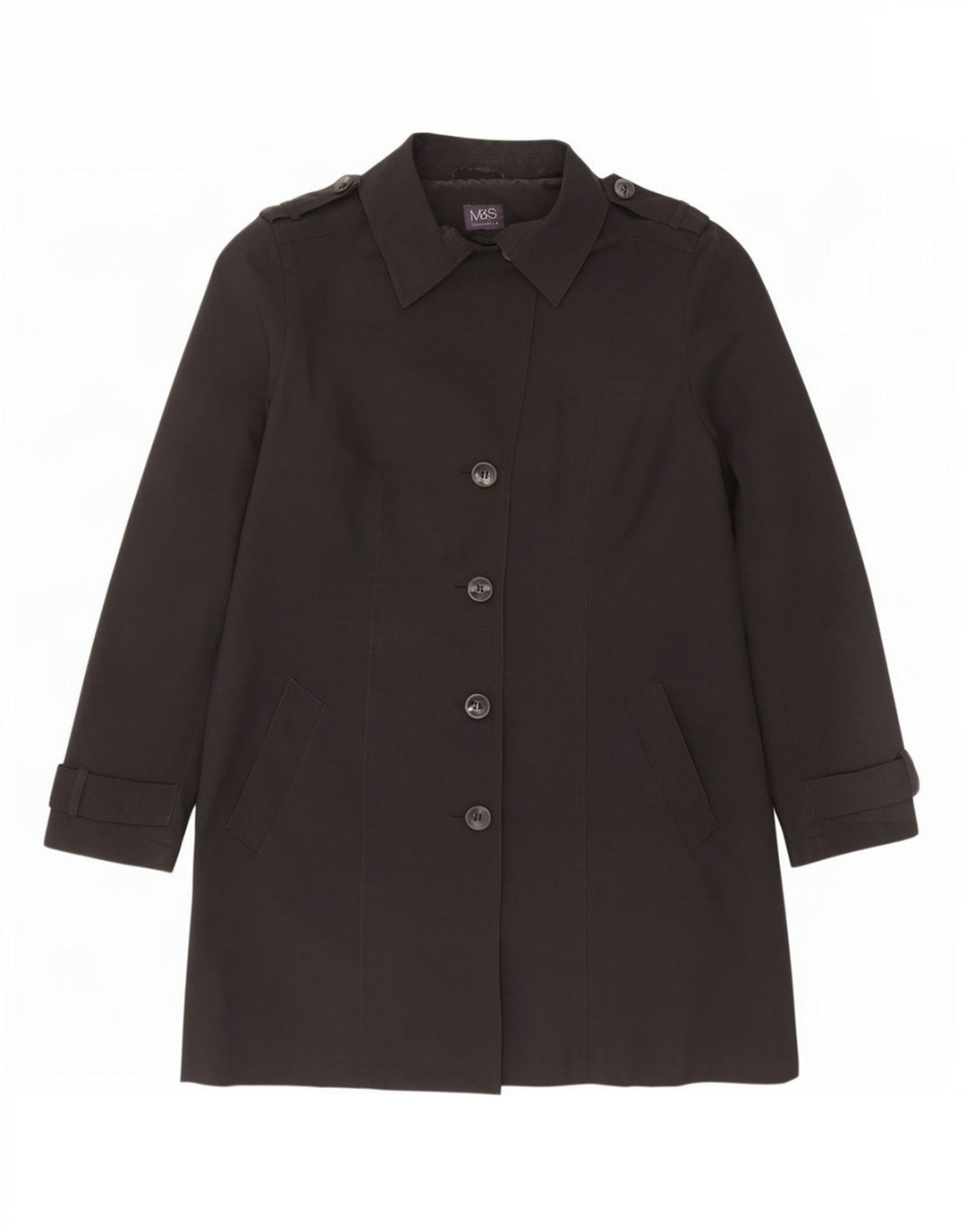 Casaco impermeável feminino Marks & Spencer Reino Unido 16 grande poliéster preto