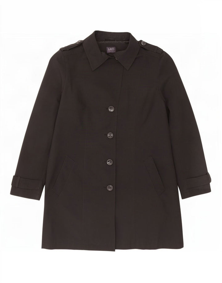 Casaco impermeável feminino Marks & Spencer Reino Unido 16 grande poliéster preto