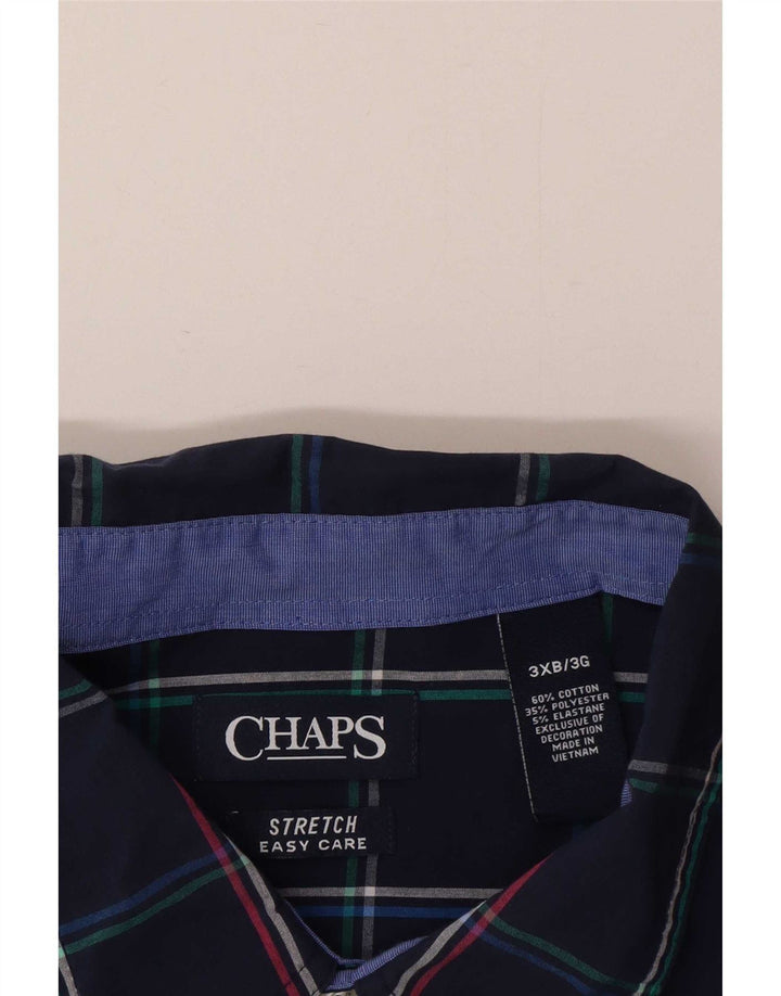 Camisa masculina stretch Chaps 3XL algodão xadrez azul marinho