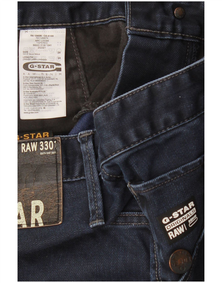 Calça jeans masculina G-STAR Arc solta cônica W34 L34 algodão azul marinho