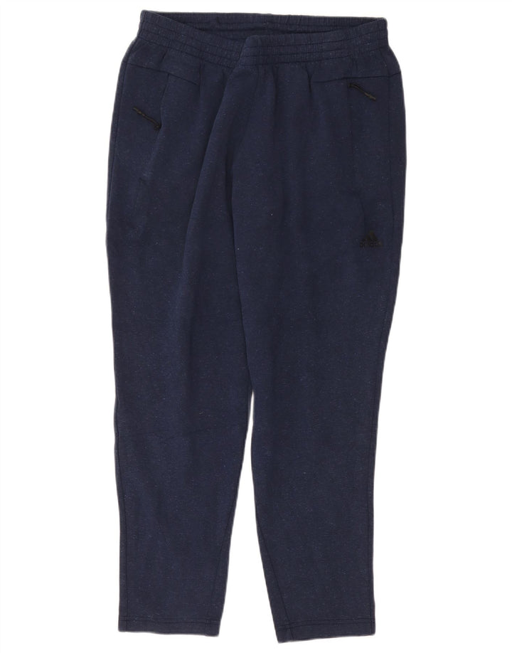 Calça de treino masculina Adidas grande algodão azul marinho