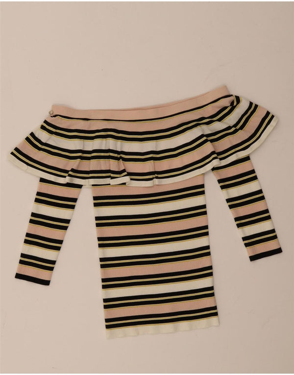 Patrizia Pepe Top feminino sem ombro US 2 XS listrado multicolorido