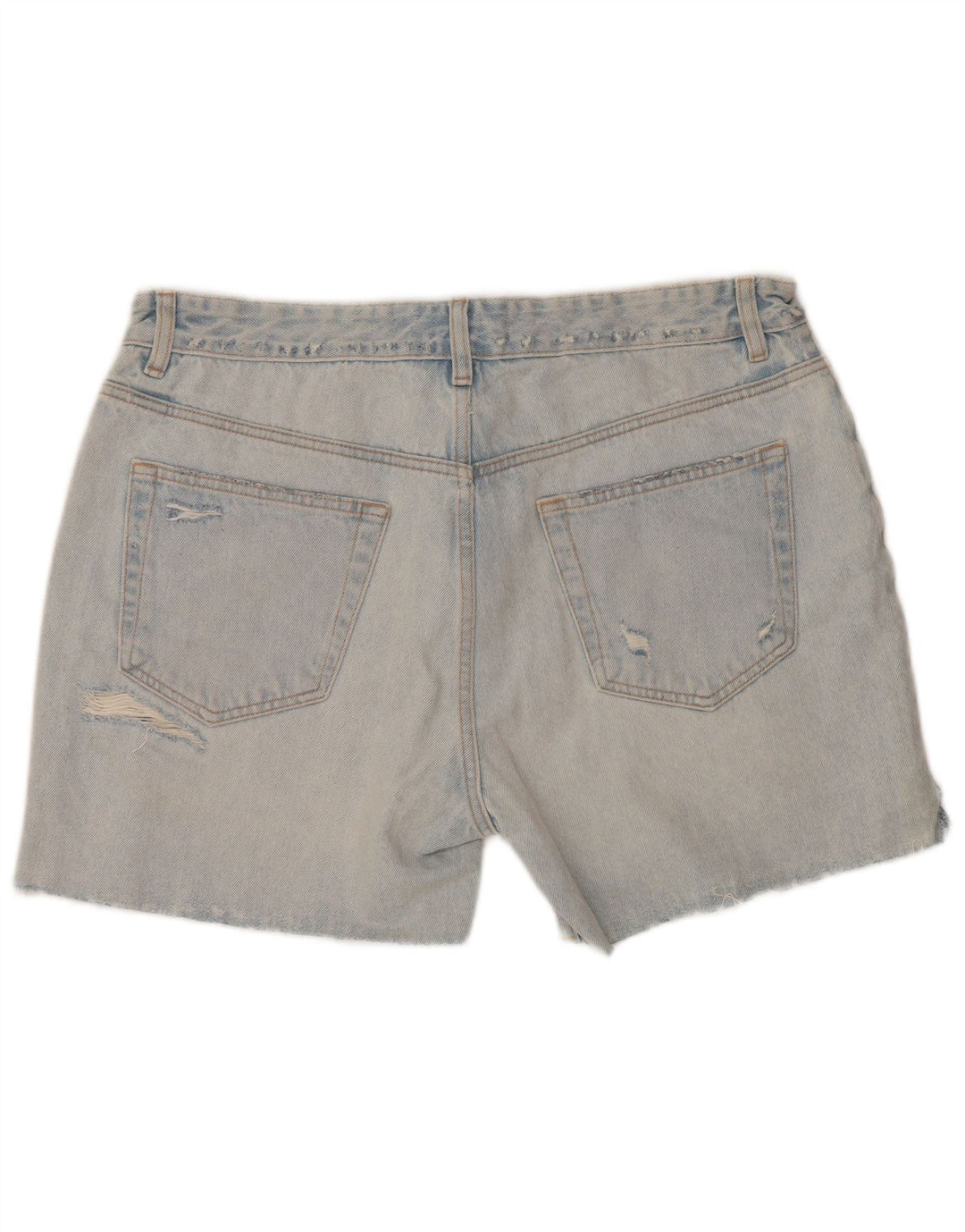 Zara Shorts jeans feminino desgastado EU 46 XL W36 azul