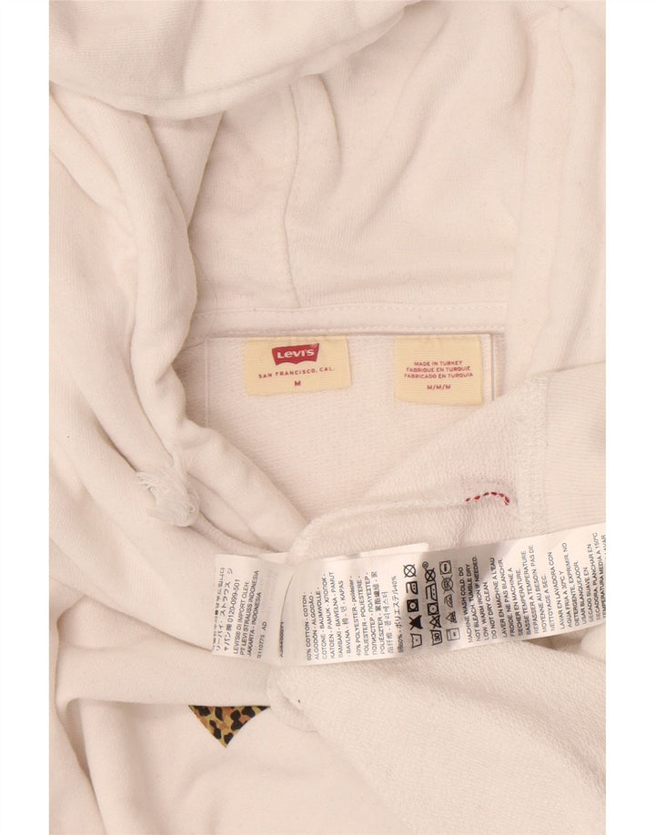 Suéter com capuz oversized feminino Levi's UK 14 algodão branco médio