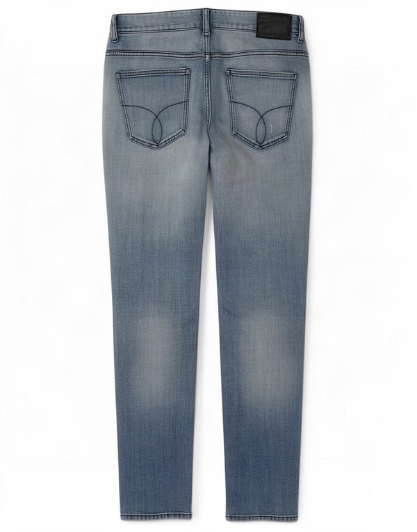 Calça jeans skinny masculina Calvin Klein desgastada W34 L32 algodão azul
