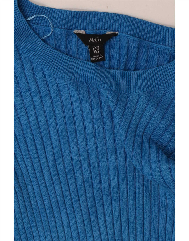 Suéter feminino M&Co com gola canoa UK 10 azul pequeno