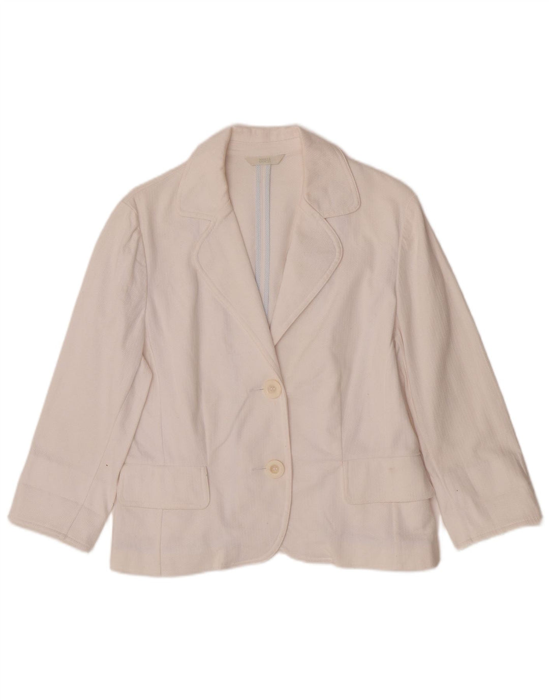Jaqueta blazer feminina Marks & Spencer manga 3/4 e 2 botões Reino Unido 14 médio branco
