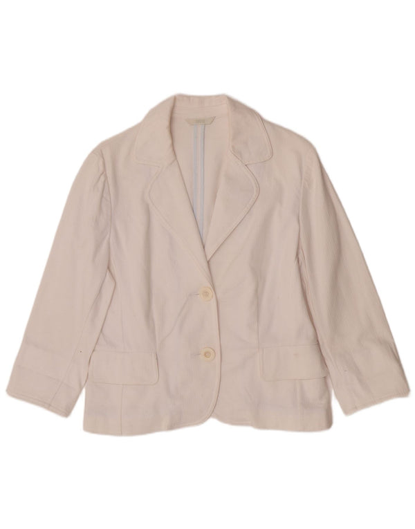 Jaqueta blazer feminina Marks & Spencer manga 3/4 e 2 botões Reino Unido 14 médio branco