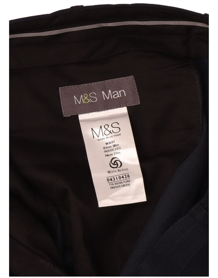 Calça Chino Masculina Marks & Spencer W38 L29 Azul Marinho Lã