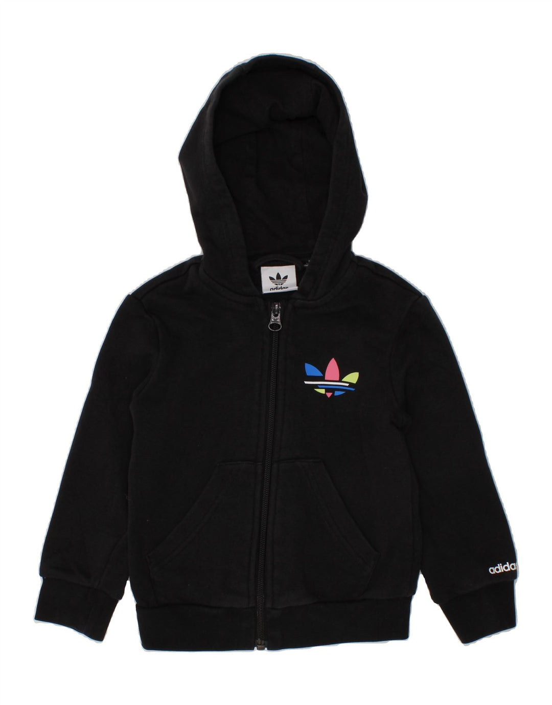 ADIDAS Baby Girls Graphic Zip Hoodie Sweater 9-12 Months Black Vintage Adidas and Second-Hand Adidas from Messina Hembry 