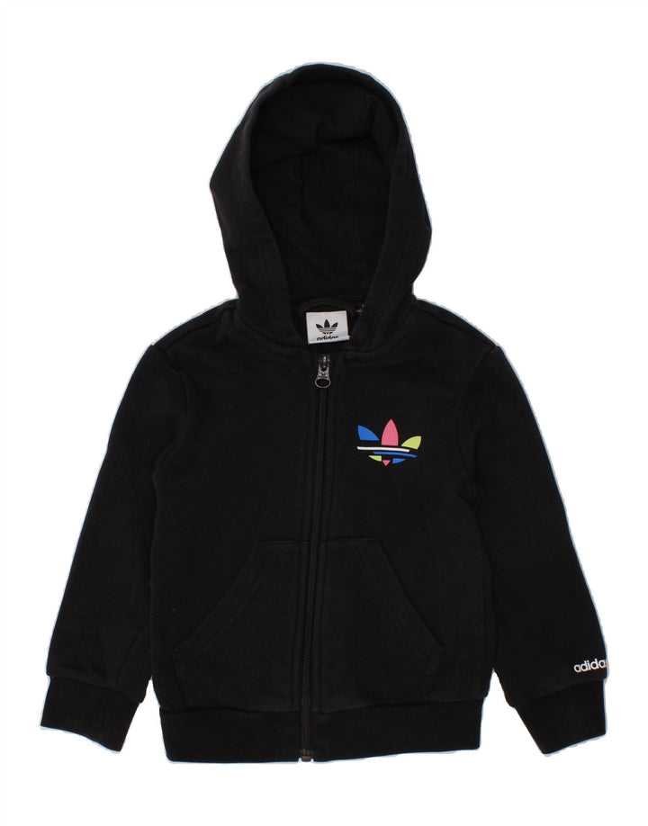 ADIDAS Baby Girls Graphic Zip Hoodie Sweater 9-12 Months Black Vintage Adidas and Second-Hand Adidas from Messina Hembry 