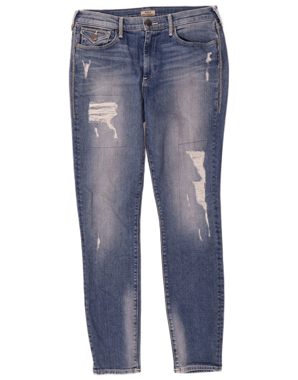 True Religion Calça jeans feminina Halle cintura média super skinny W30 L30 algodão azul