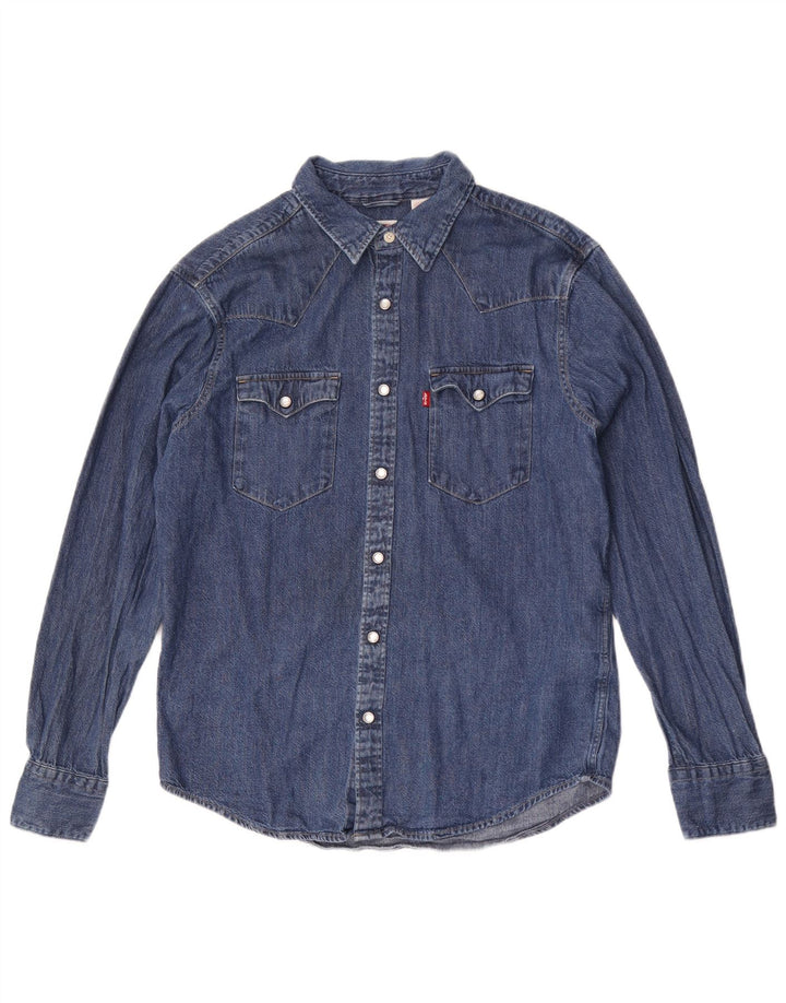 Camisa jeans masculina Levi's Standard azul médio algodão