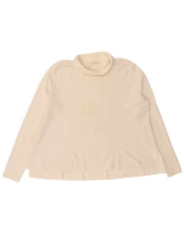 Blusa feminina Cos com ajuste solto e gola redonda, Reino Unido 14, algodão branco médio