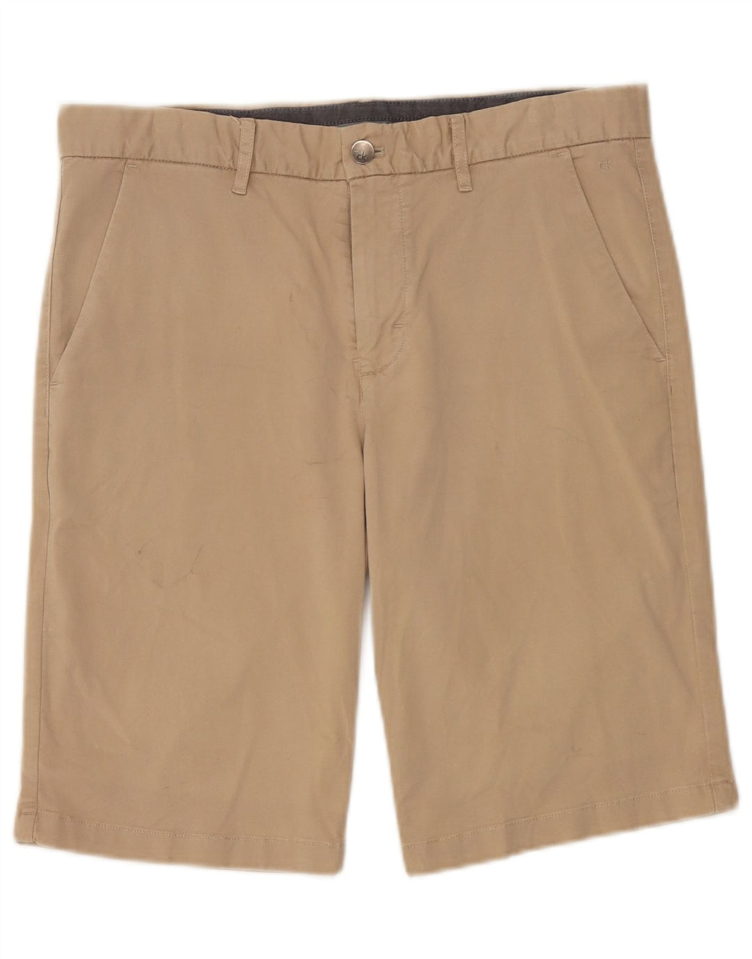 Calvin Klein Mens Chino Shorts W32 Algodão Bege Médio