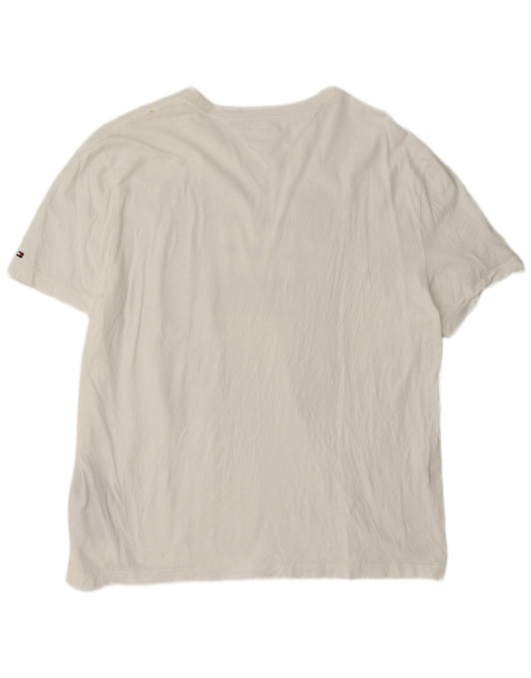 Tommy Hilfiger Camiseta masculina gráfica grande algodão branco
