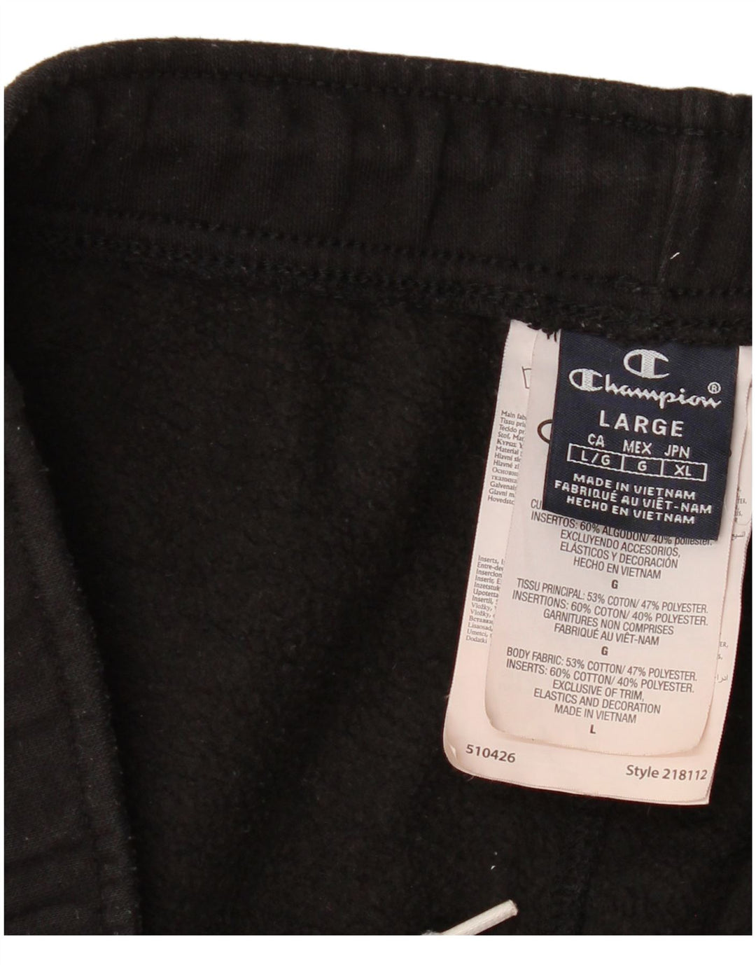 Calça de treino masculina Champion grande de algodão preto