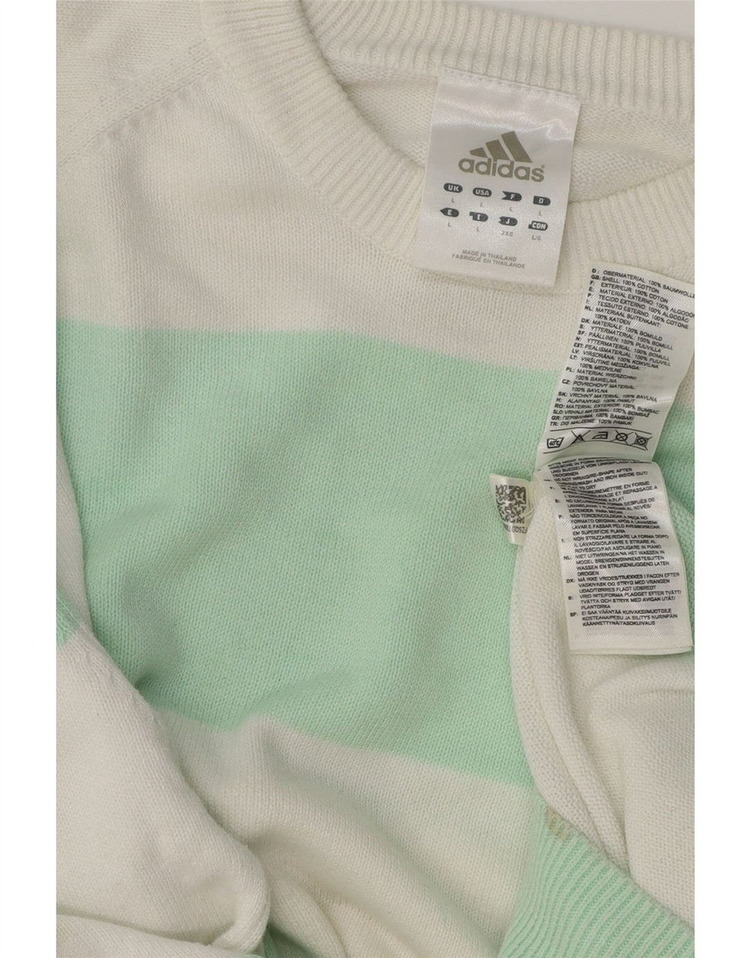 ADIDAS Suéter masculino com gola redonda, grande algodão listrado multicolorido