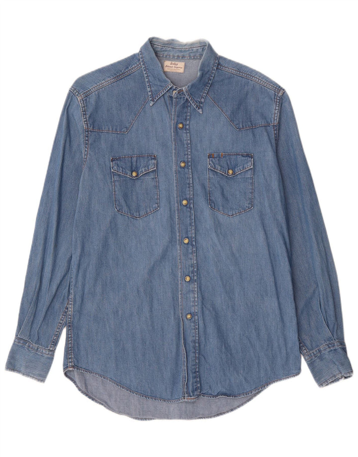 Camisa jeans masculina SISLEY azul médio