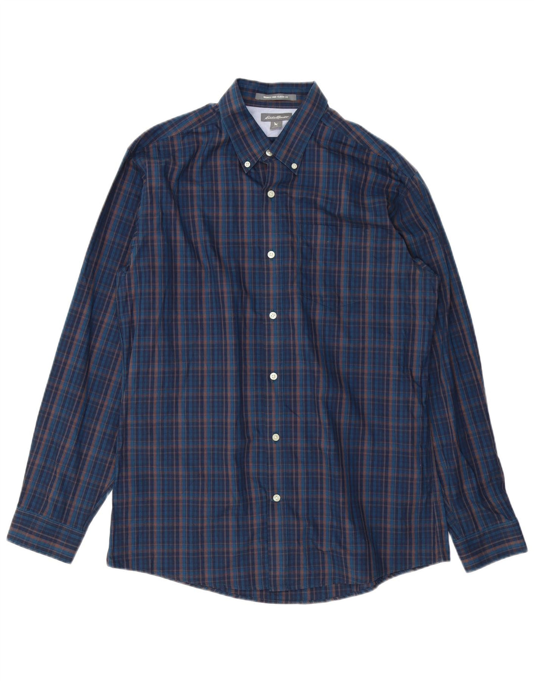 Camisa masculina Eddie Bauer Classic Fit grande algodão xadrez azul marinho