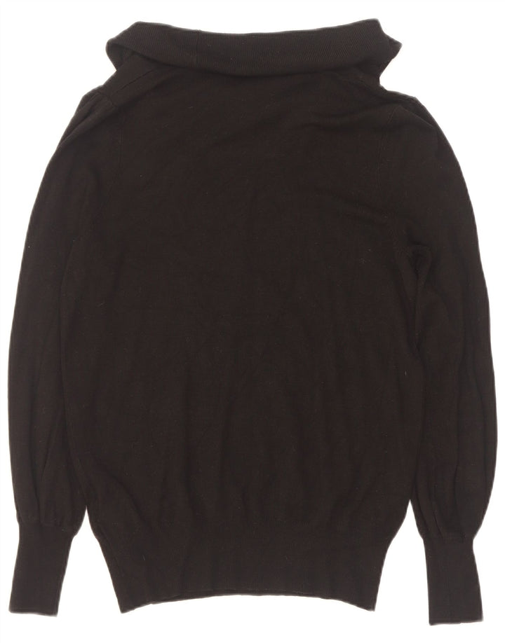 Suéter feminino Marks & Spencer com gola redonda e viscose preta média Reino Unido 12